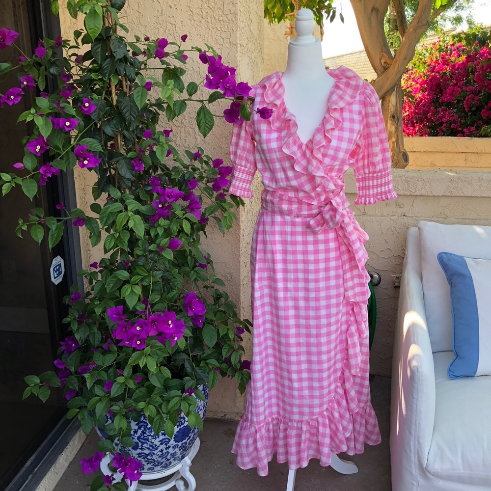J Crew Pink and White Gingham Skirt